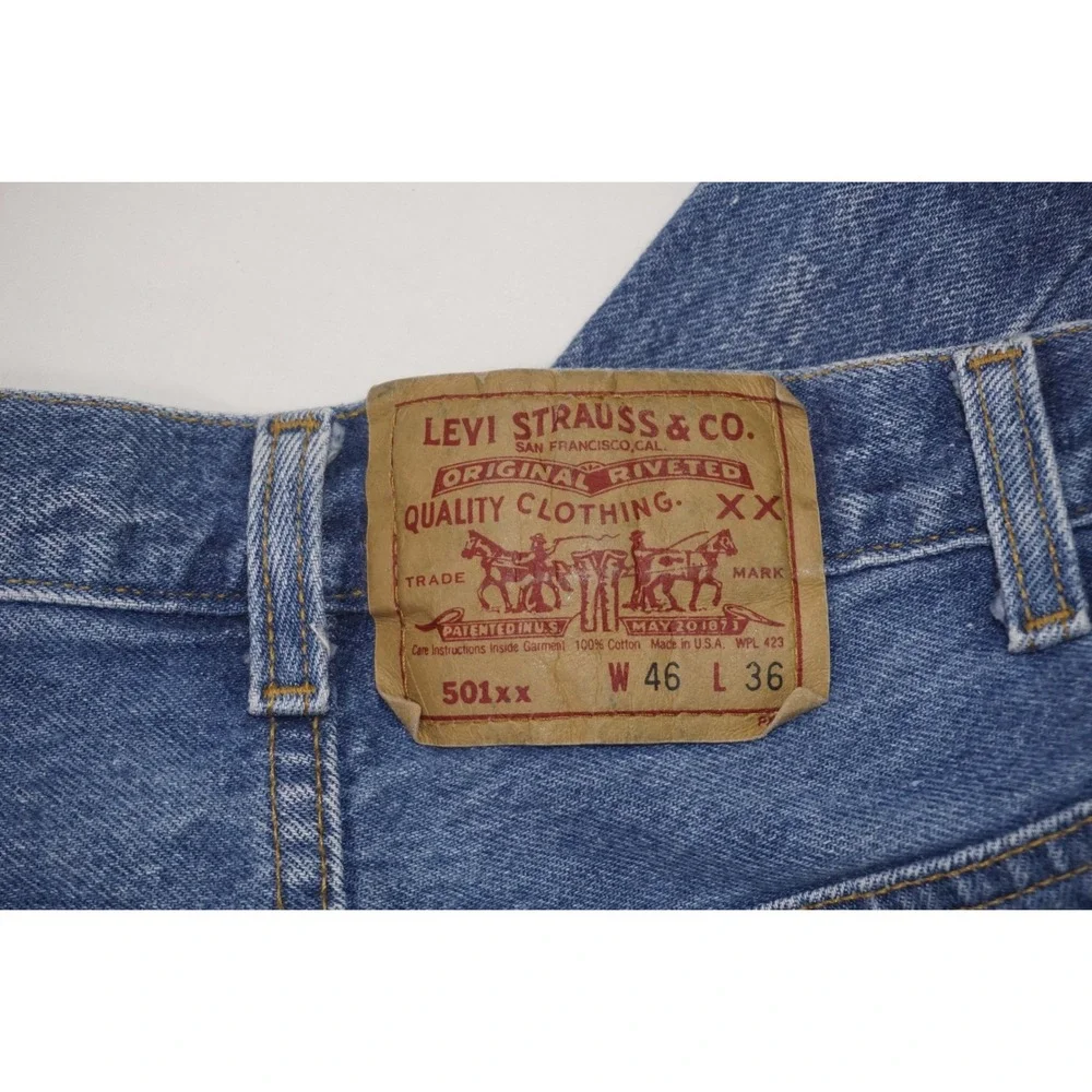 Levi's 46x36 501 Blue Cotton Denim Straight Leg Jeans Made In USA